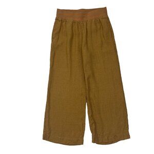 Soft Surroundings Linen Wide Leg Pull On Elastic Waist Pants PM Petite M Womens